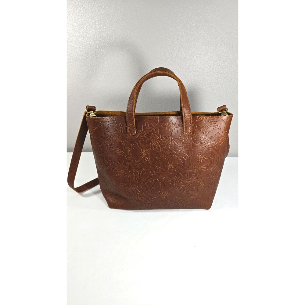 Portland Leather Goods Meadow Medium Crossbody Tote Sanded Embossed Design NEW - Picture 6 of 10